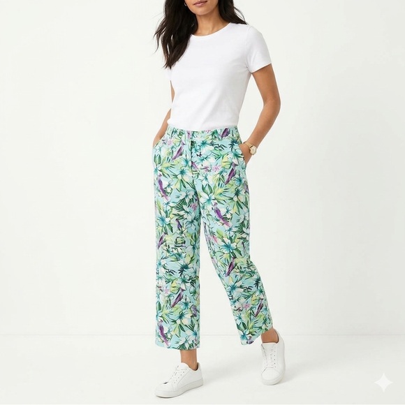 Chico's Pants - Chico's Tropical Print Wide Leg Crop Trousers Size 2 (US 12/L)